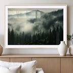 Captivating Misty Forest Wall Art Premium Canvas Print, A Foggy and Serene Atmosphere