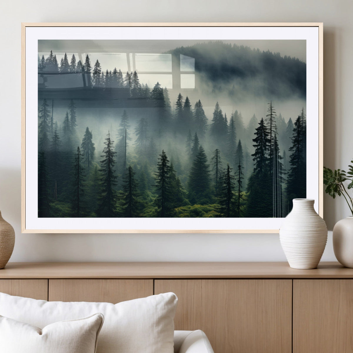 Captivating Misty Forest Wall Art, Foggy and Serene Atmosphere Canvas Print