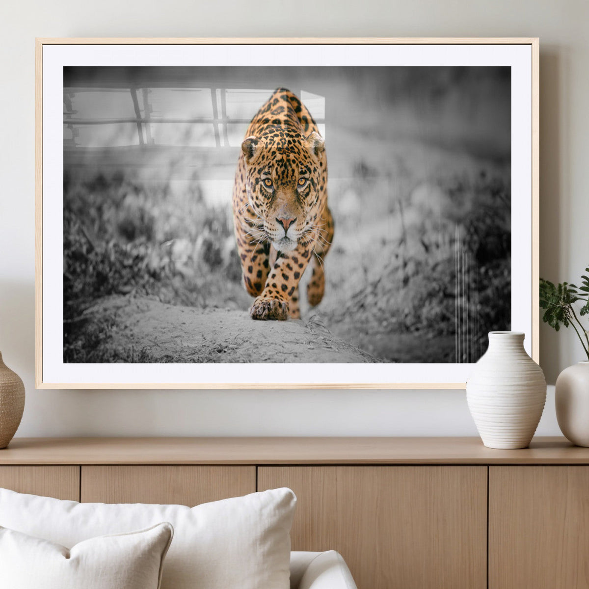 Jaguar Wall Art Canvas Print, Majestic Big Cat in Focused Pursuit