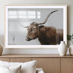 Rustic Bull Wall Art Canvas Print, Modern Longhorn Farmhouse Animal Decor