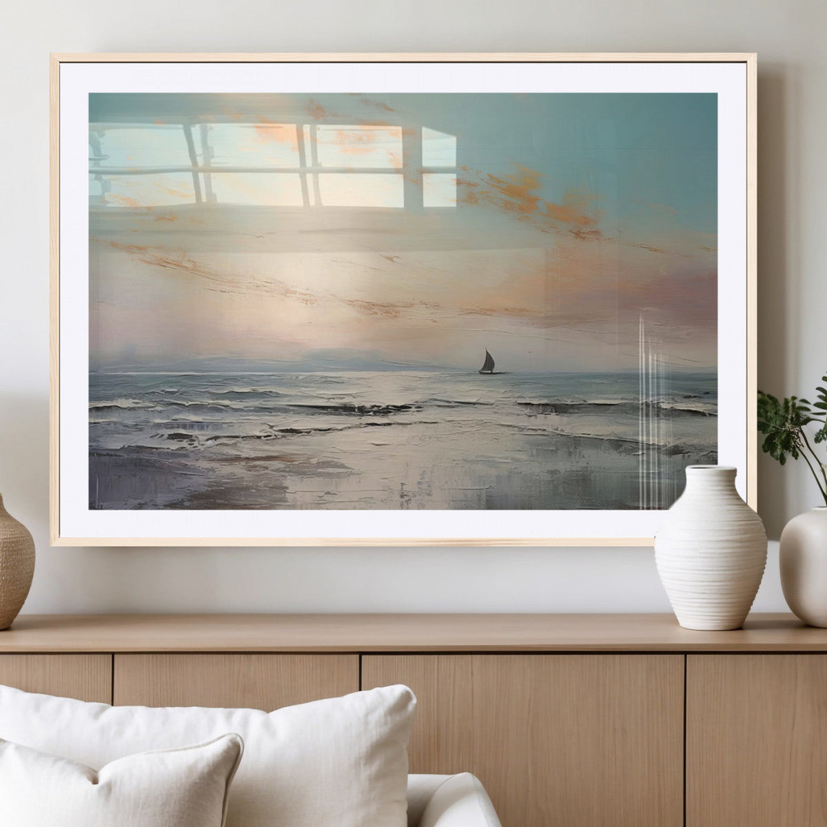 Abstract Ocean Wall Art, Boat Wall Art Canvas Print