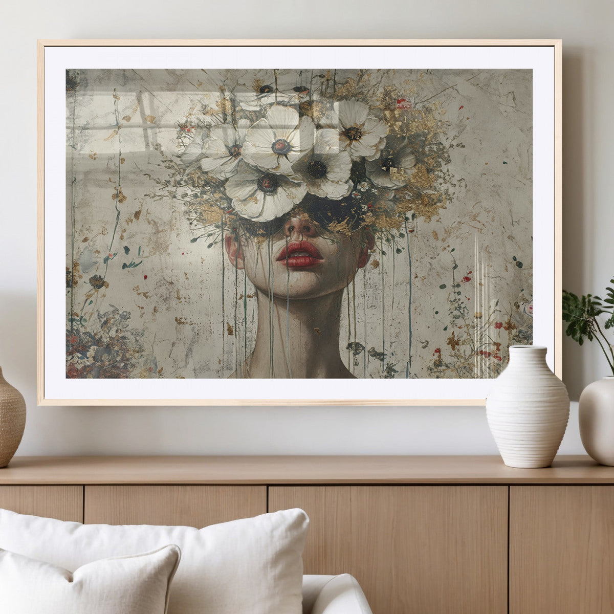 Abstract Floral Women Pastel Wall Art Canvas Print