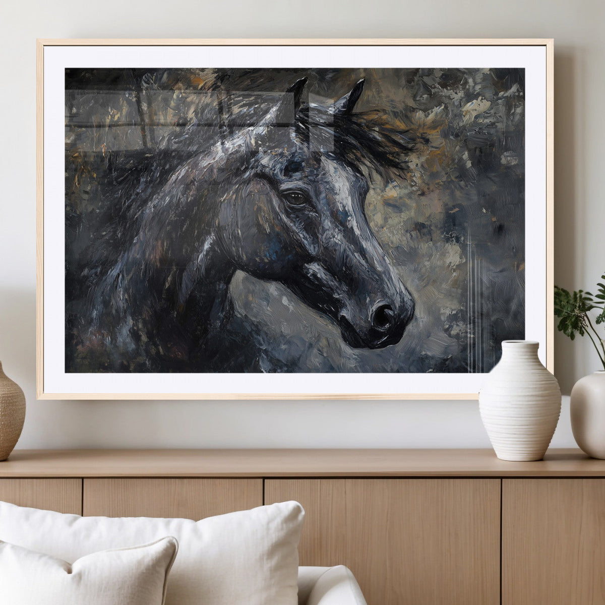 Large Abstract Horse Wall Art Canvas Print, Farmhouse Wall Art