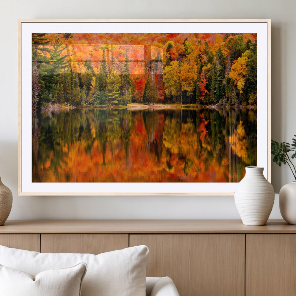Forest Reflection Art | Autumn Forest Reflection Wall Art | Triptych Canvas Print