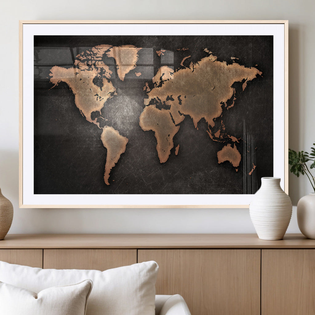 World Map Canvas Print | Framed Travel Map Wall Art for Couples