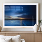 Blue Sunset Ocean Canvas Wall Art Print | Serene Coastal Horizon
