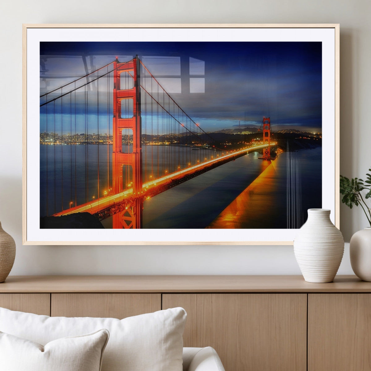 Large Wall Art San Francisco Canvas Print - Wonderful Golden Gate Bridge at Twilight