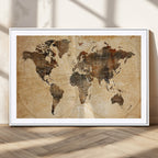 Push Pin World Map Canvas Print | Framed Travel Tracker Wall Art