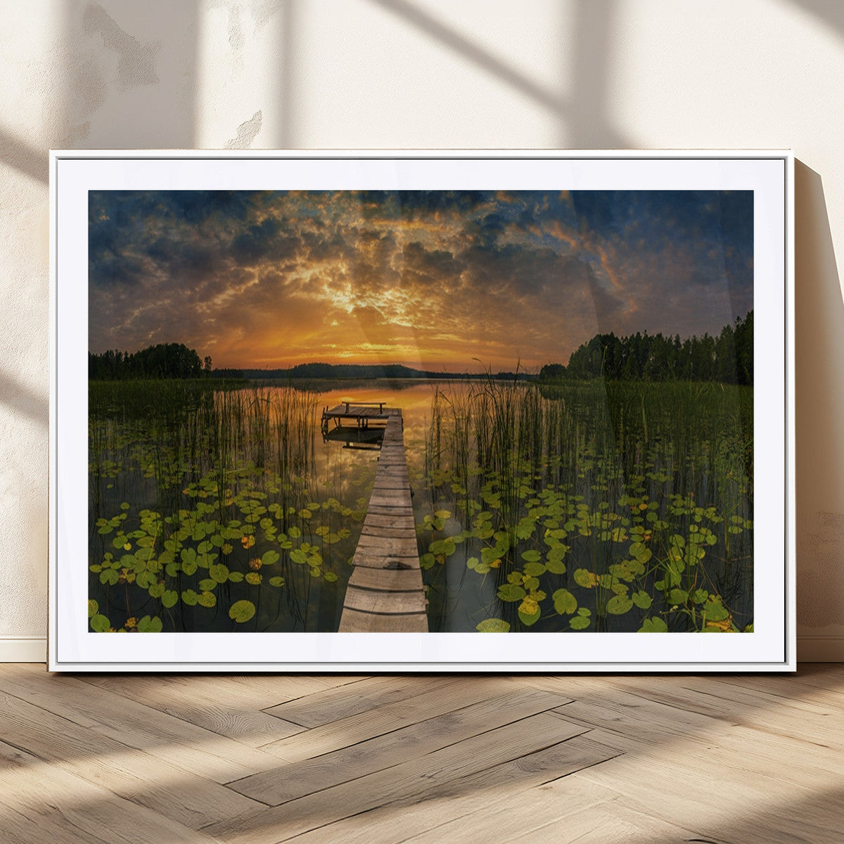 Lake and Flower Wall Art Canvas Print