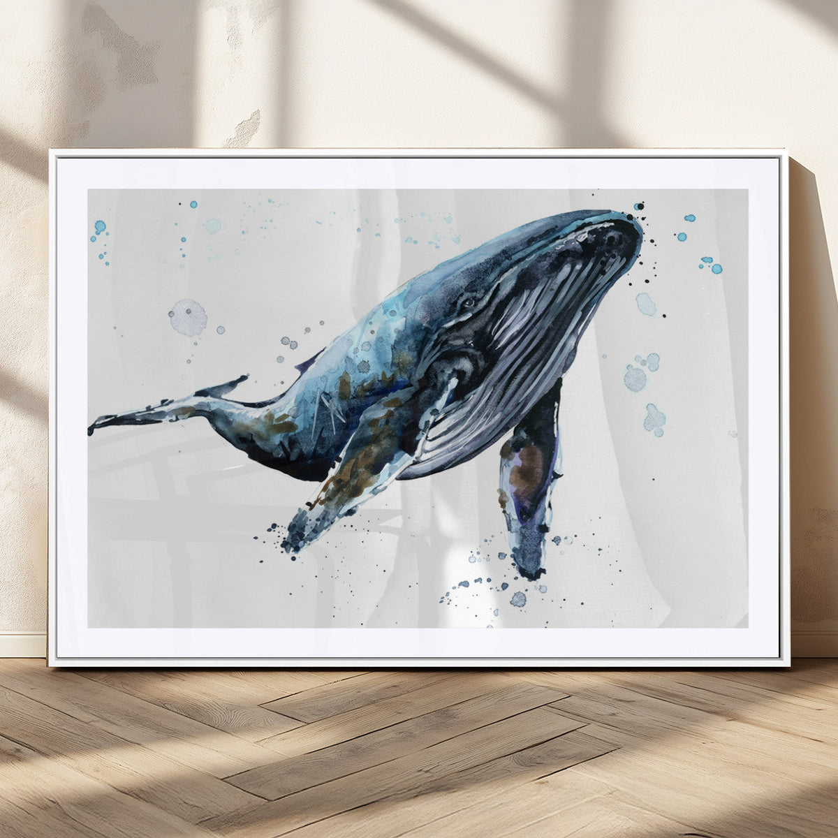 Watercolor Whale Wall Art Canvas Print