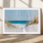 Serene Coastal Dune Path with Ocean View, 3-Panel Beach Canvas Wall Art