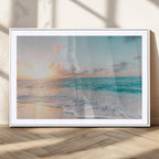 Tranquil Ocean Beach Sunset Canvas Wall Art | 3-Panel Coastal Decor