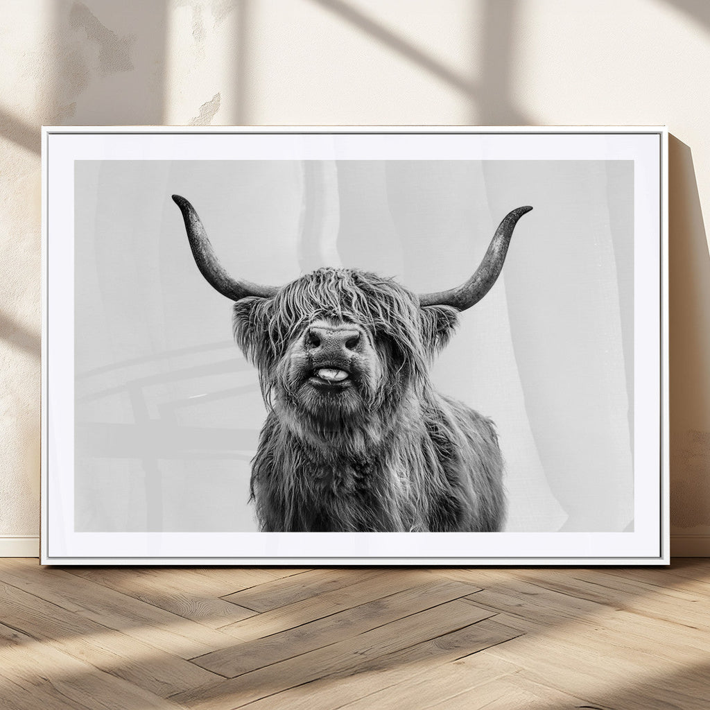 Fanny Scottish Highland Cow Cattle Art Print Farmhouse Wall Art Canvas Print