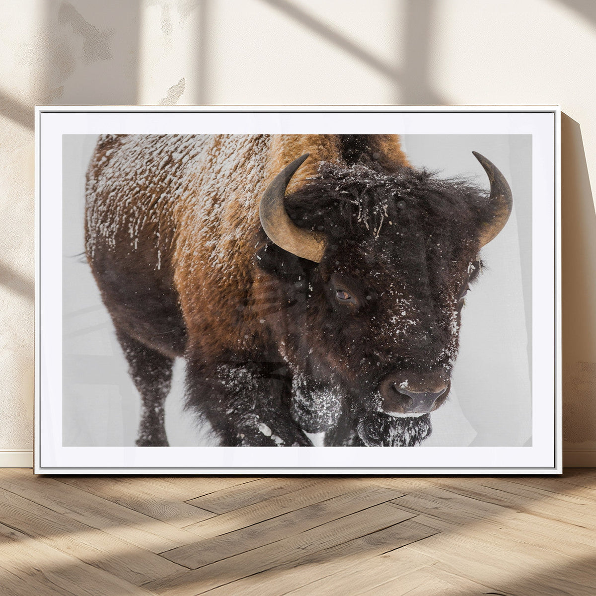 Bison Wall Art Canvas Print For Farmhouse, Wild Animal Wall Art