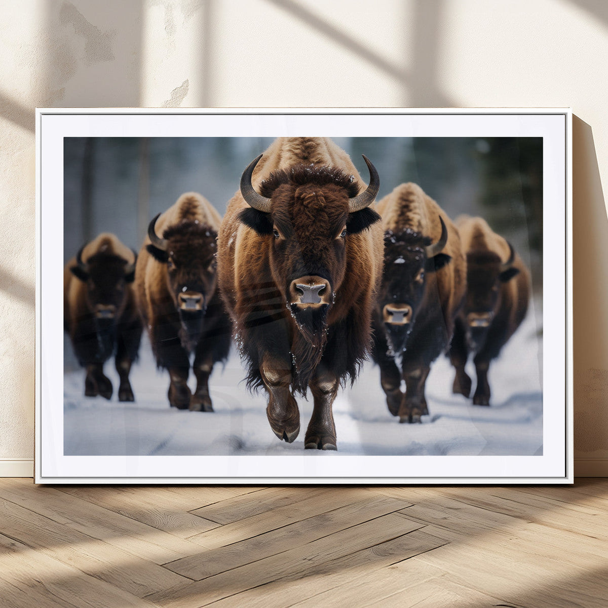 Buffalo Wall Art Canvas Print, American Bison Herd Wall Art