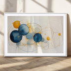 Geometric Blue Orange Abstract Wall Art Canvas, Geometric Blue Orange Canvas Print