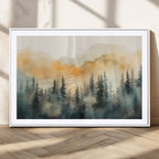 Abstract Forest Print | Mountain Wall Art | Autumn Landscape Canvas Print