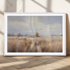 Golden Fields Wall Art Print Canvas | Serene Minimalist Landscape for Farmhouse Decor