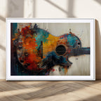 Abstract Guitar Wall Art Canvas | Vibrant Music-Inspired Art for Living Room or Studio