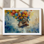 UP-Inspired Floating House with Balloons Canvas Art | Colorful Wall Decor
