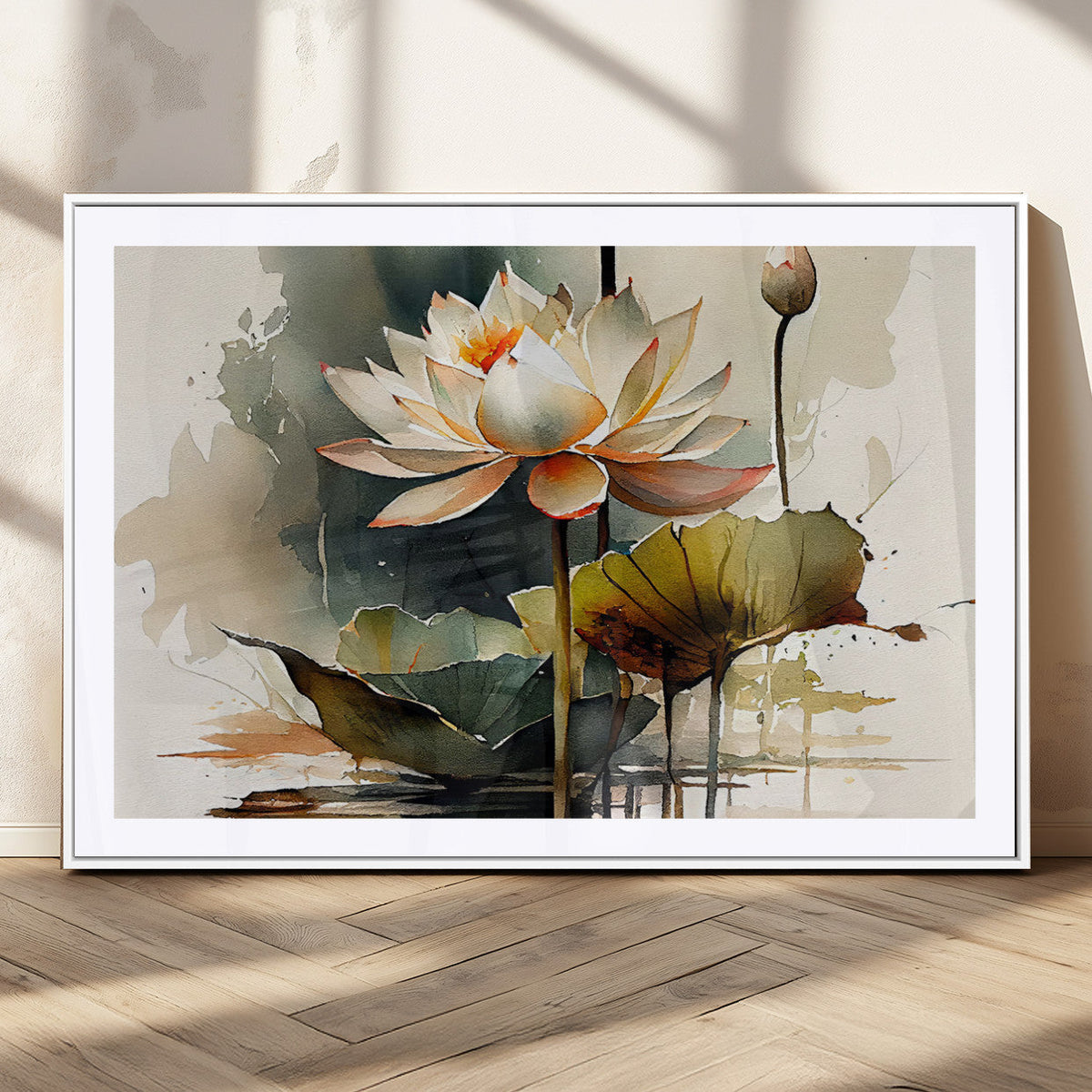 Lotus Flower Watercolor Canvas Print | A Symbol of Serenity and Growth in Soft Watercolors