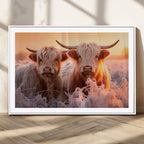 Highland Cows at Sunrise Wall Art Canvas Set