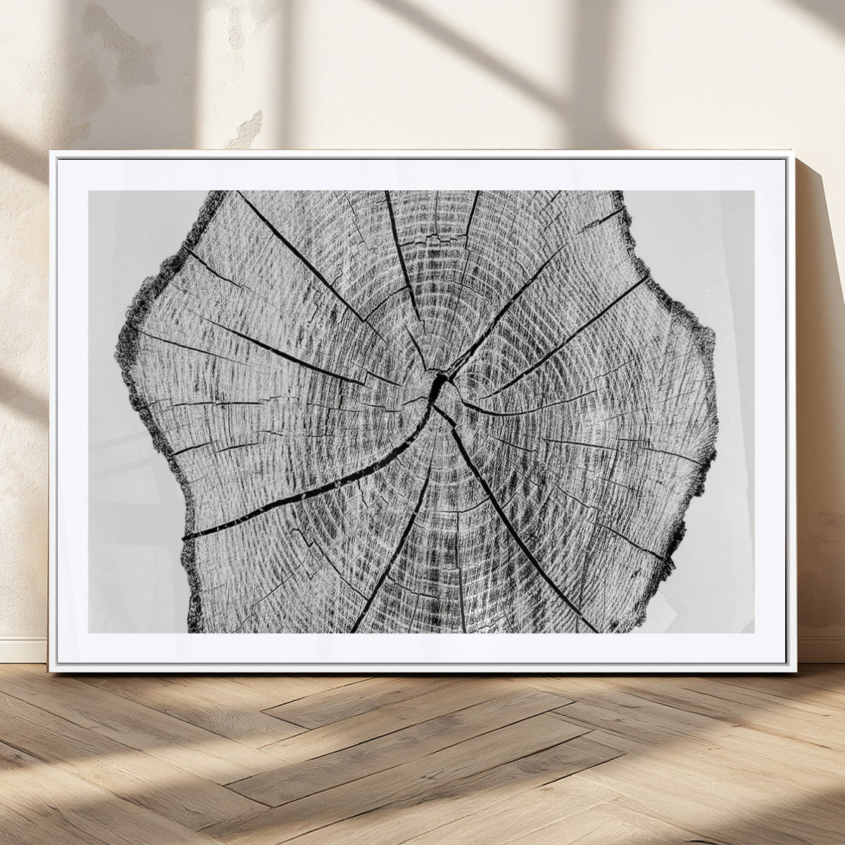 Rustic Tree Ring Wall Art Canvas Print, Framed and Ready to Hang