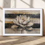 Lotus Flower Wall Art | Framed Abstract Floral Canvas