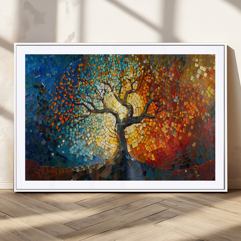 Yggdrasil Tree of Life Mosaic Stained Glass Wall Art Canvas Print