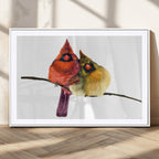 Cardinal Bird Canvas Wall Art, Male and Female Cardinal Print, Nature Inspired Bird Decor