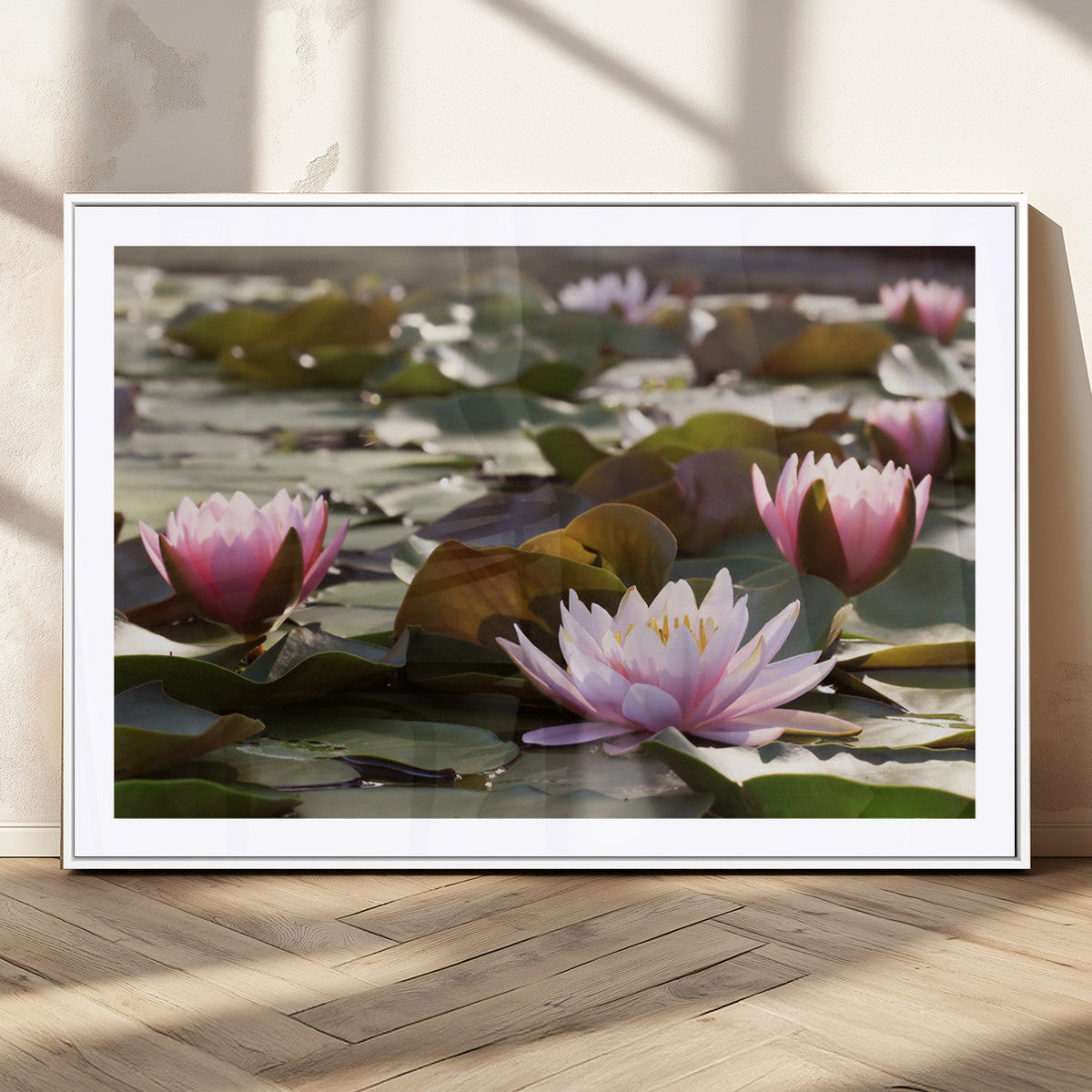 Lotus Flower Wall Art Canvas Print, Water Lily Large Wall Art for Yoga Room Decor