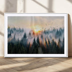 Abstract Forest Wall Art, Serene Nature Canvas Print with Misty Forest Design for Modern Home Decor