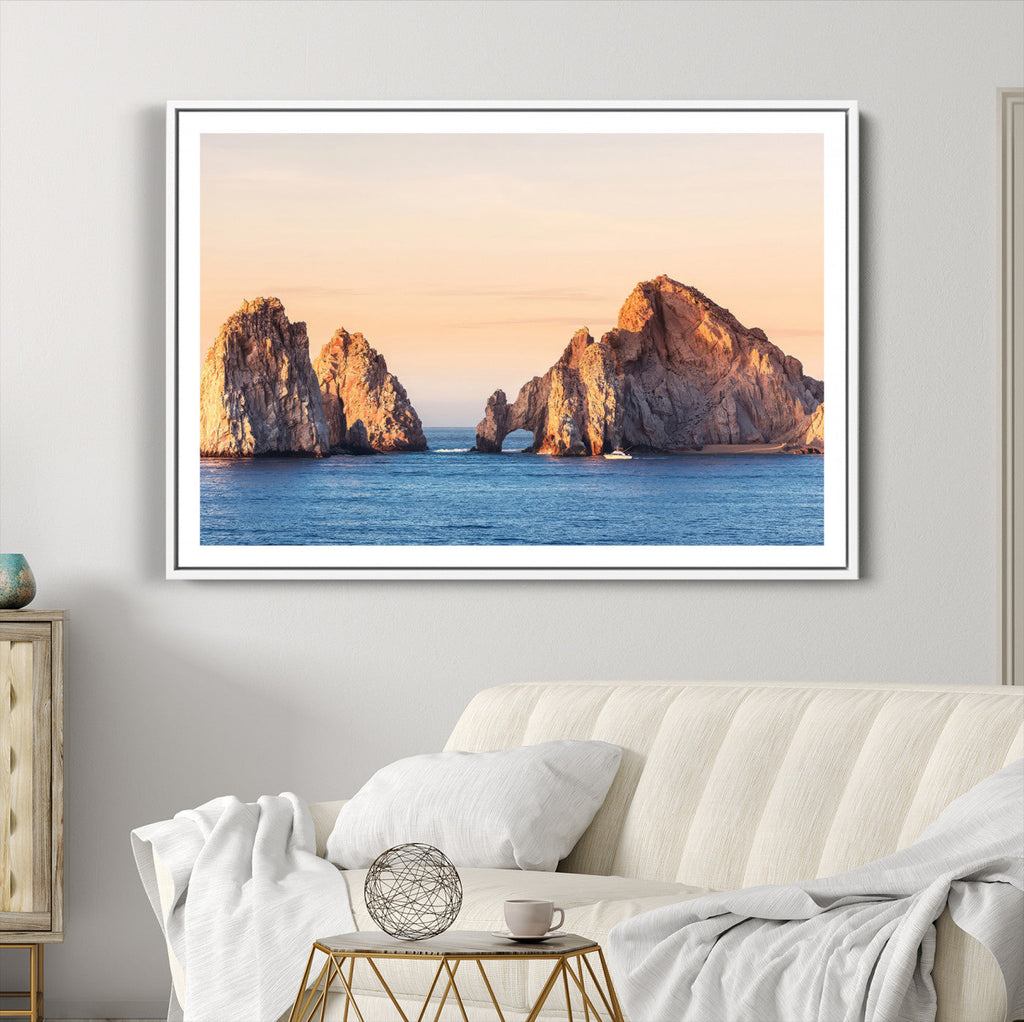 El Arco Wall Art Canvas Print, Framed Cabo San Lucas Ocean Arch Coastal Art