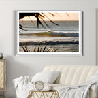 Sunset Surf Wall Art Canvas Print, Framed Golden Hour Waves Boho Beach Art