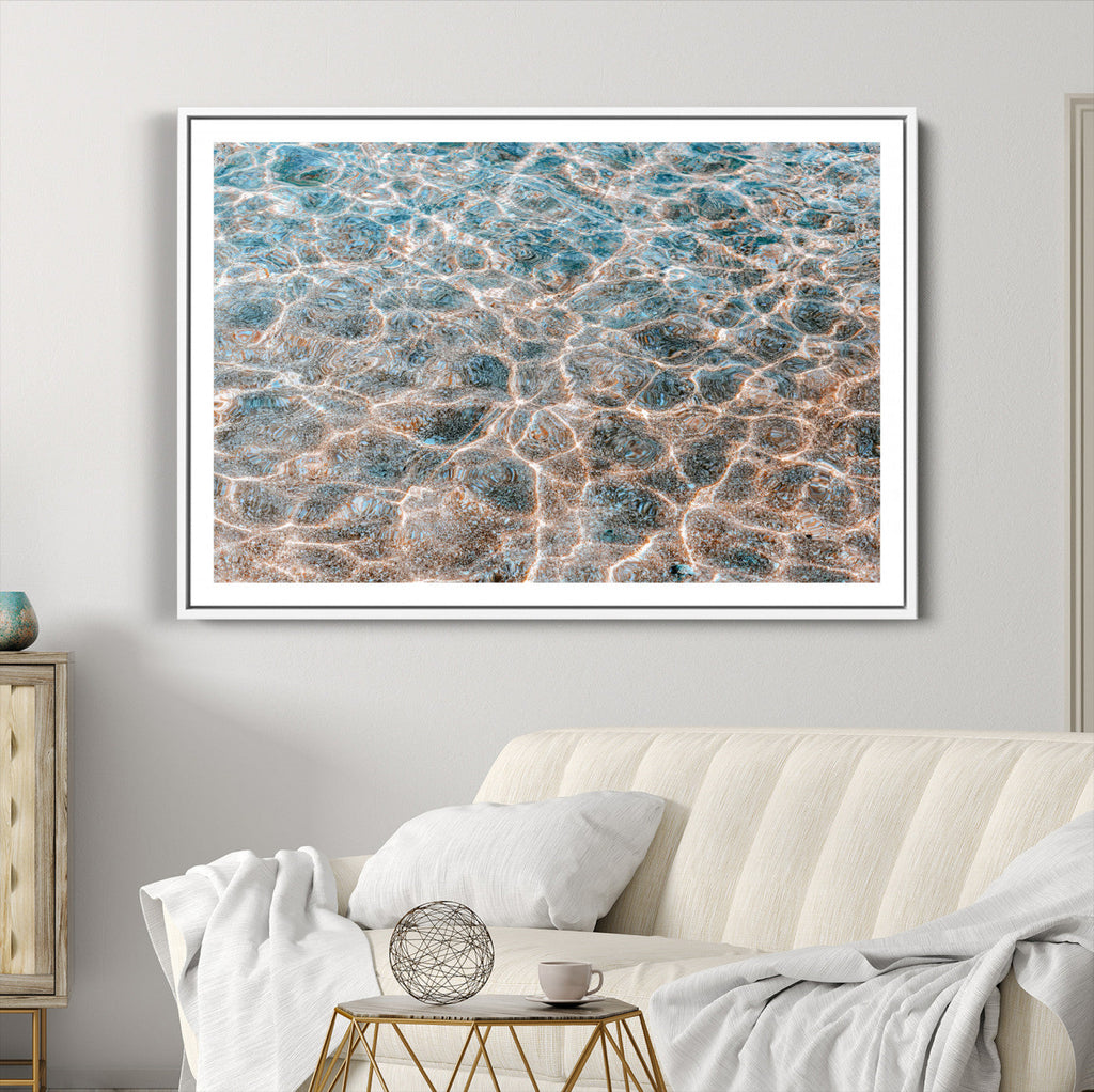 Clear Water Wall Art Canvas Print | Framed Sunlit Ocean Ripples