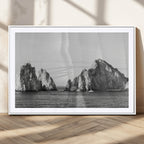 Coastal Wall Art | Framed Black White Ocean Canvas Artwork