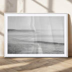Black and White Seascape Wall Art Canvas Print, Framed Misty Ocean Waves