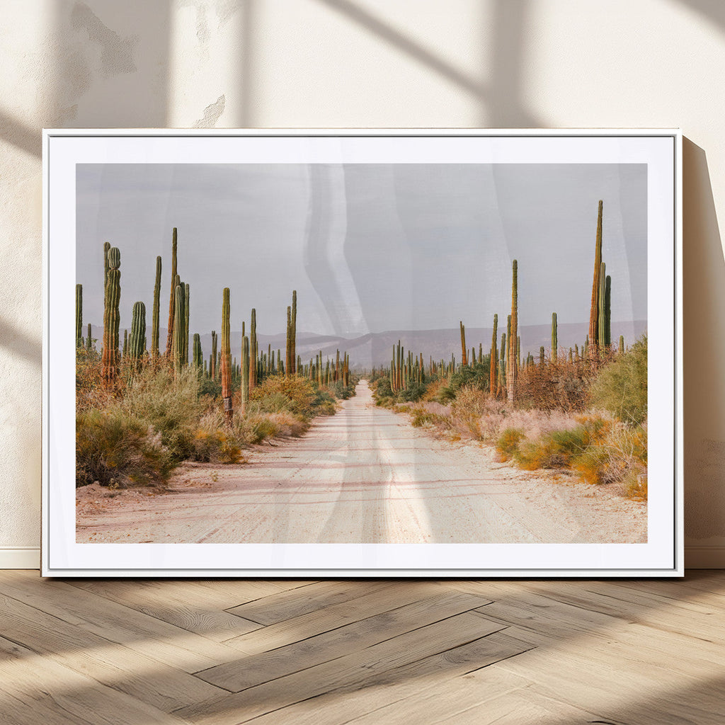 Desert Cactus Wall Art Canvas Print, Framed Southwestern Art, Bohemian Western Decor