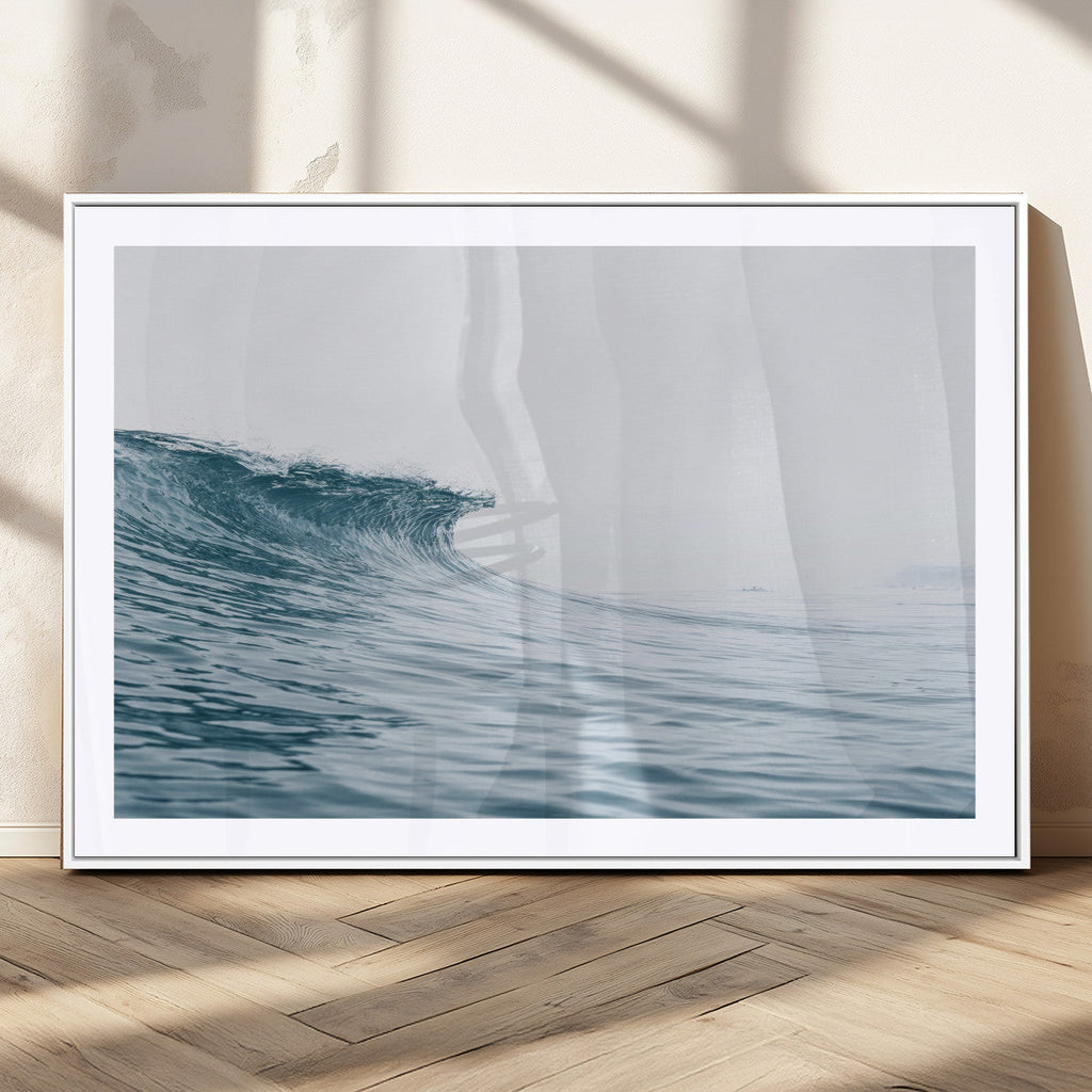 Ocean Wave Wall Art Canvas Print, Framed Coastal Decor Art, Modern Minimalist Ocean