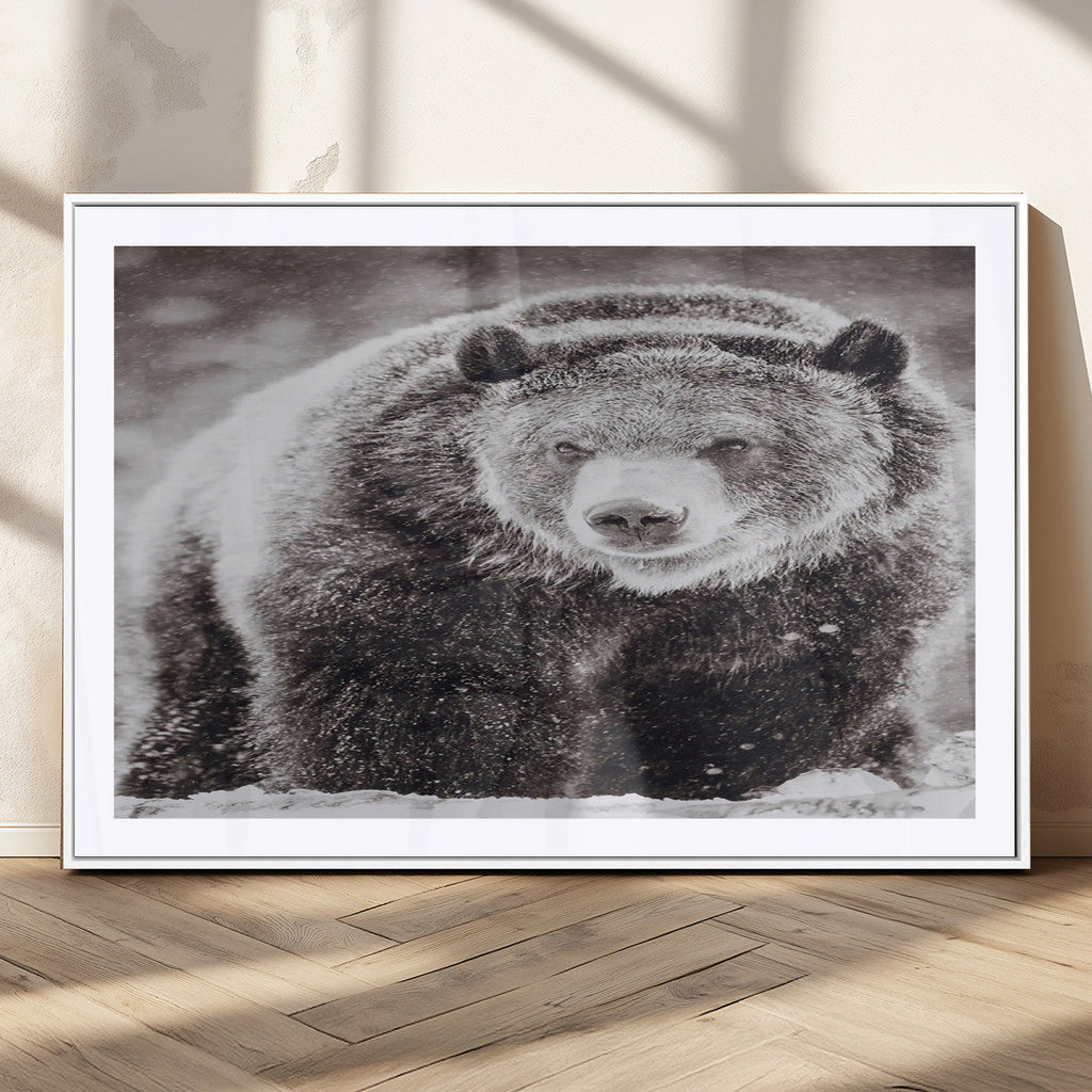 Grizzly Bear Wall Art Canvas Print, Framed Rustic Lodge Art, Wildlife Photography