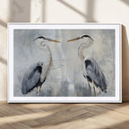 Heron Wall Art Canvas Print, Framed Bird Canvas Decor, Nature Inspired Coastal Art