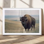 Bison Wall Art Canvas Print, Framed American Buffalo Rustic Western Artwork
