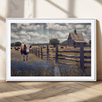 Texas Longhorn Canvas Wall Art Print, Framed Rustic Barn Farmhouse Decor