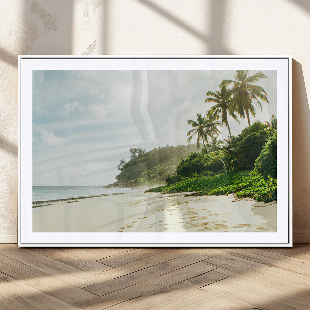 Relaxing Beach Wall Art Canvas Print, Framed Ocean View Coastal Serenity