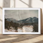 Mountain Landscape Wall Art Canvas Print, Framed Snowy Peaks Alpine Winter