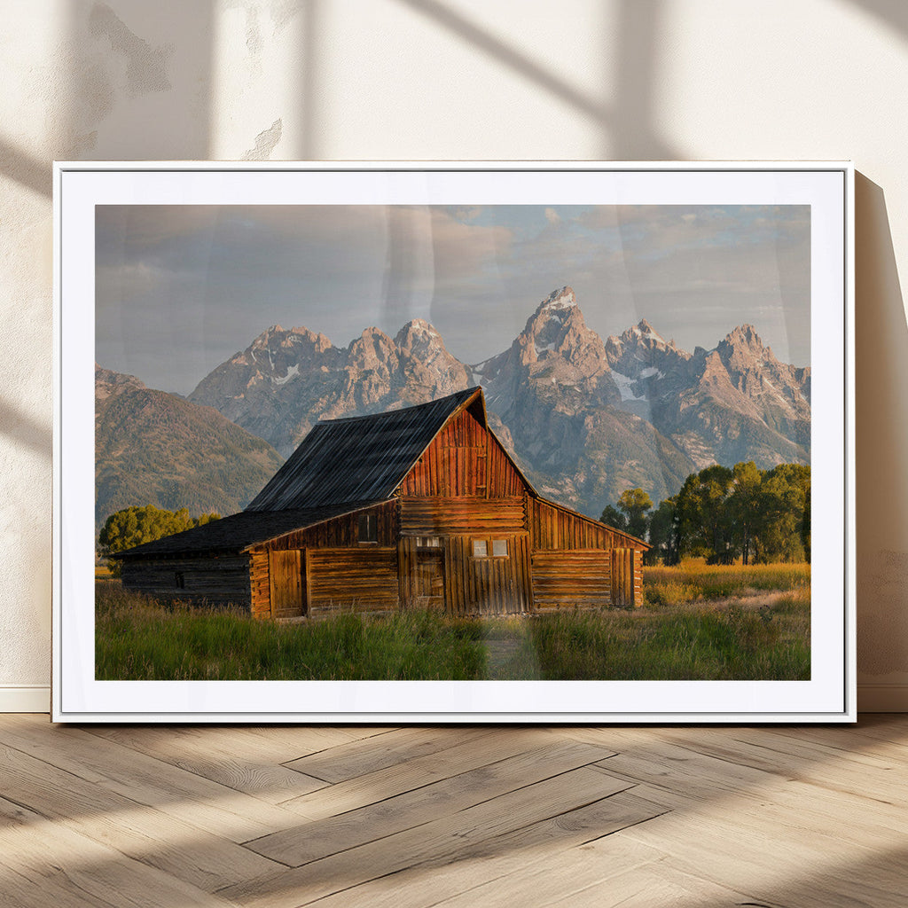Rustic Barn Wall Art Canvas Print, Framed Western Landscape Art, Farmhouse Style Decor