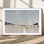 Minimalist Beach Wall Art Canvas Print, Framed Coastal Serenity Soft Sand