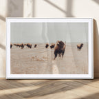 Bison Herd Wall Art Canvas Print, Framed Western Prairie Serenity