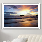 Beach Sunset Wall Art Canvas Print, Tropical Ocean Waves