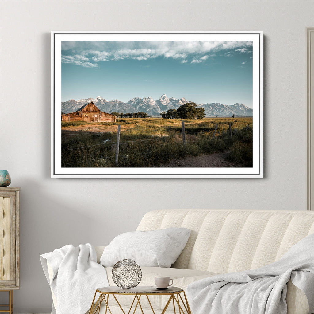 Rustic Farmhouse Wall Art Canvas Print, Teton Range Mormon Row Barn